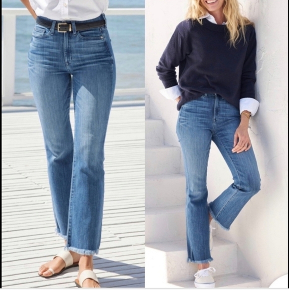 AYR The Bomb Pop High-Rise Cropped Flare Jeans Raw Hem Denim Size 27 - Picture 16 of 16